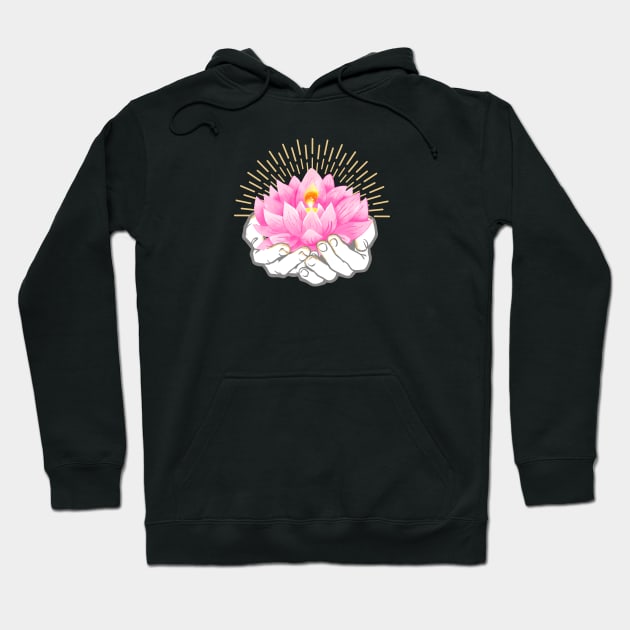 Namaste Flower, Lotus Flower, Beautiful Spirituality Design Hoodie by Utopia Shop